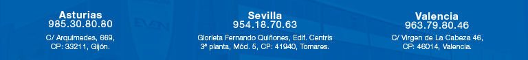 Teléfonos de contacto Aseuropa Asturias: 985.30.80.80; Sevilla: 985.18.70.63 Valencia: 985.79.80.46