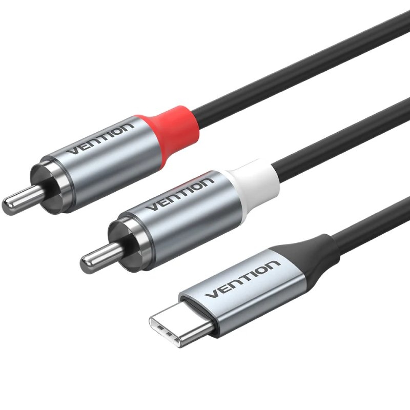 CABLE AUDIO ESTEREO USB-C/M A 2xRCA/M 1 M GRIS VENTION