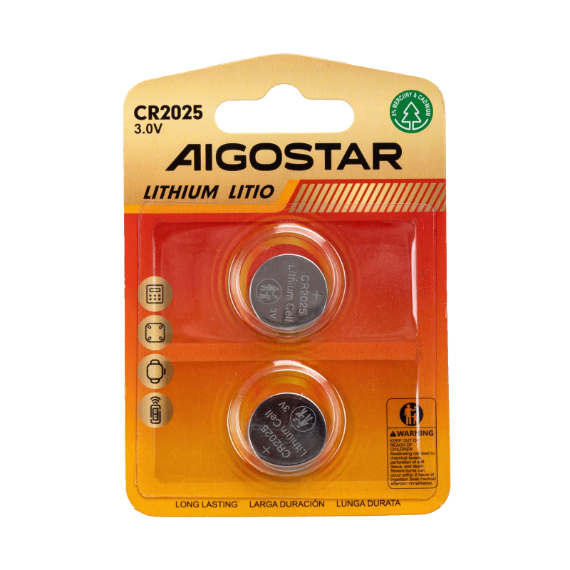 Pila de Boton Cr2025 3V 2 Uds Aigostar