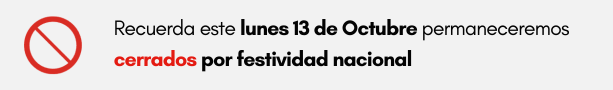 13 de octubre cerrado por festividad